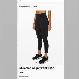 Lululemon Align. Pant II. 25”